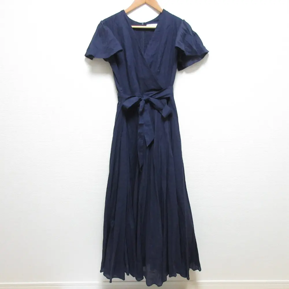 MARIHA マリハ マドモアゼルドレス フレアスリーブ カシュクールワンピース サイズ38 ネイビー