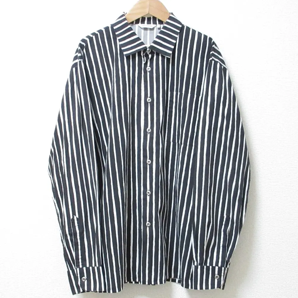 marimekko マリメッコ Jokapoika ヨカポイカ ストライプ柄 ロングスリーブ コットンシャツ ブラウス M ブラック×ホワイト