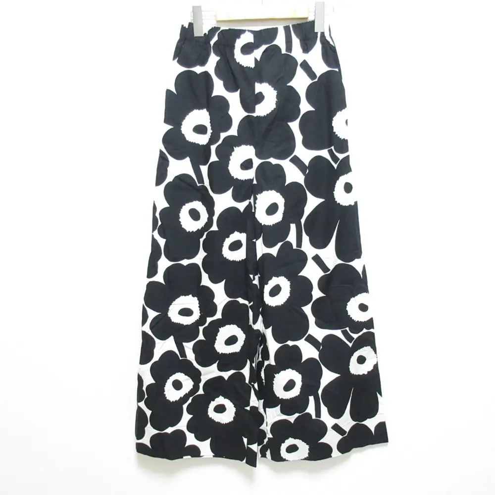 marimekko マリメッコ REVYY PIENI UNIKKO 2 イージーワイドパンツ サイズ36 ブラック×ホワイト