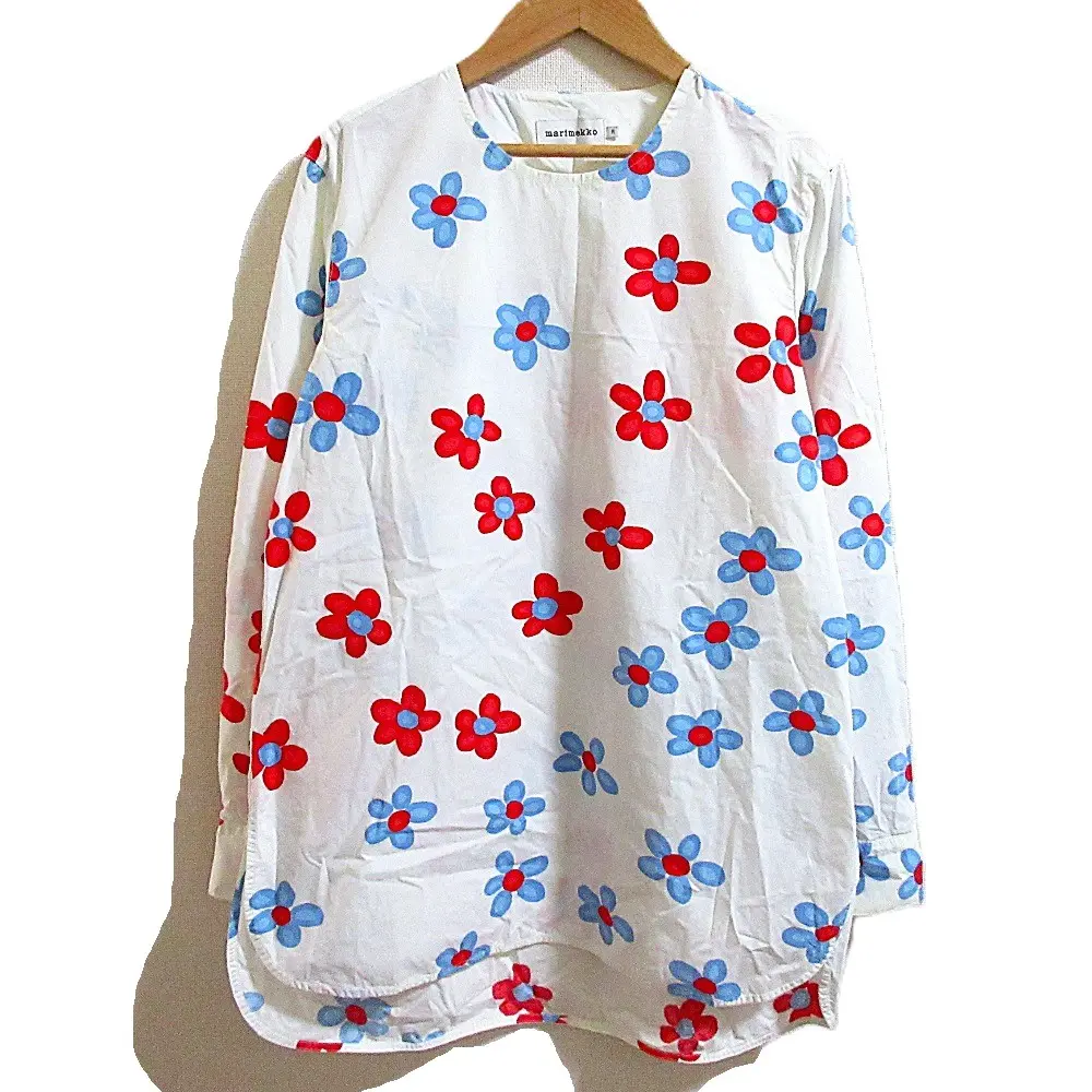 marimekko マリメッコ Demeter 長袖 ブラウス サイズ38 ホワイト
