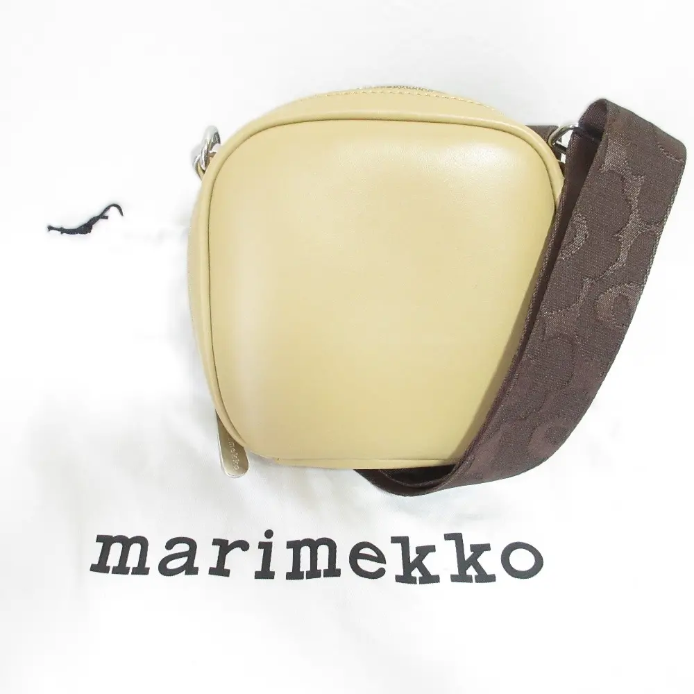 marimekko マリメッコ baby gratha ミニショルダーバッグ ポシェット ベージュ×シルバー金具