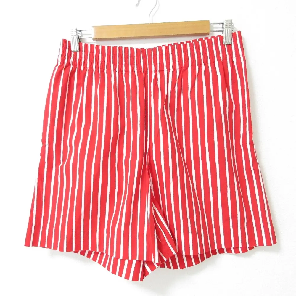 marimekko マリメッコ JOKAPOIKA SHORTS Piccolo ストライプ柄 イージー ショートパンツ サイズM レッド