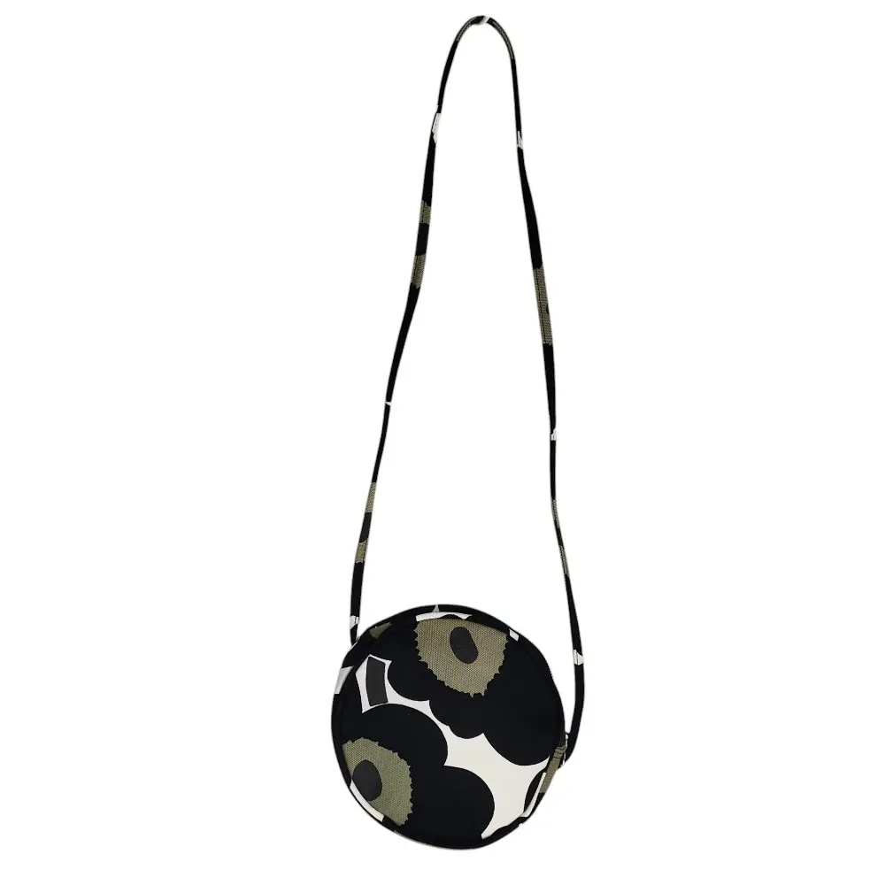 marimekko マリメッコ Unikko ウニッコ キャンバス ラウンド 丸形 ショルダーバッグ ポーチ ブラック