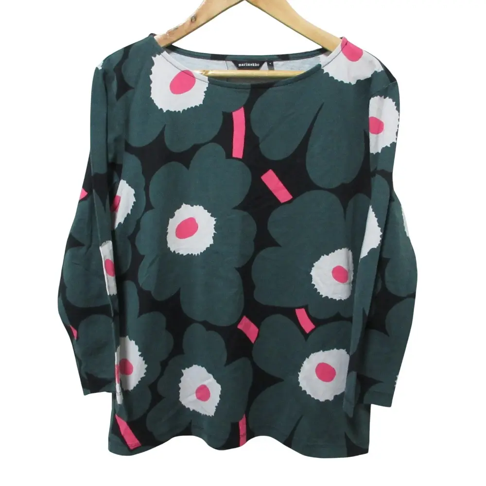 Marimekko マリメッコ ウニッコ ロングスリーブ Tシャツ カットソー S グリーン