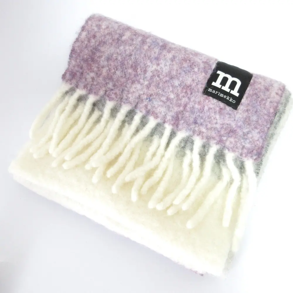 Marimekko マリメッコ マルチカラーマフラー Aamulainen scarf ホワイト グレー パープル