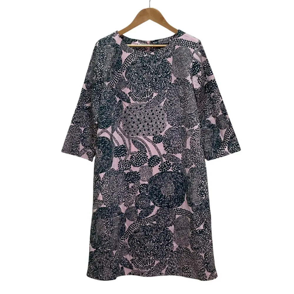 Marimekko マリメッコ MYNSTERI BIAK プリントワンピース 34 ピンク グリーン