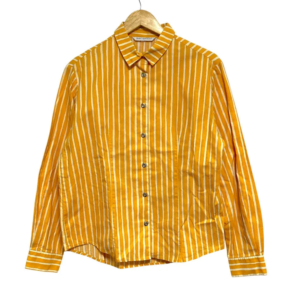 Marimekko マリメッコ Jokapoika shirt ストライプ シャツ ブラウス Lサイズ イエロー