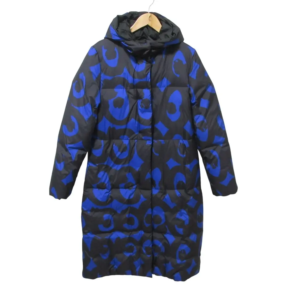Marimekko マリメッコ KISSAPOLLO ロングダウンコート XS ブルー ブラック