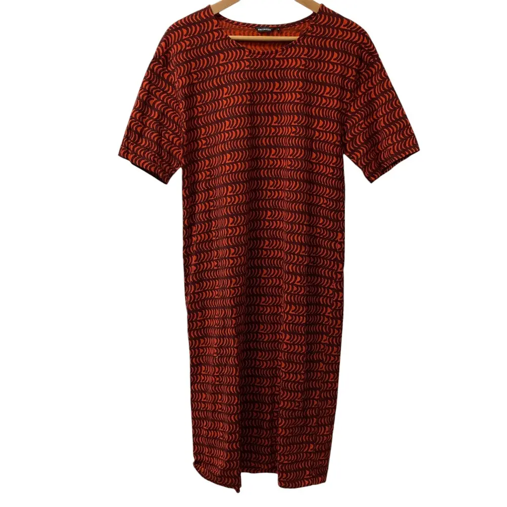 marimekko マリメッコ ショートスリーブ カットソーワンピース 52174-5-45333 サイズM レッド×ブラック