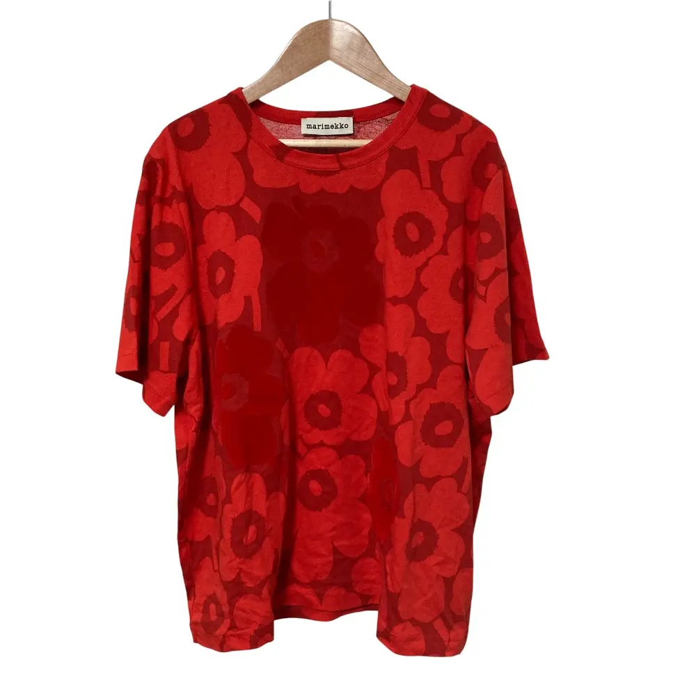 marimekko マリメッコ ウニッコ フロッキープリント Tシャツ カットソー 52224-5-91326 Lサイズ オレンジ