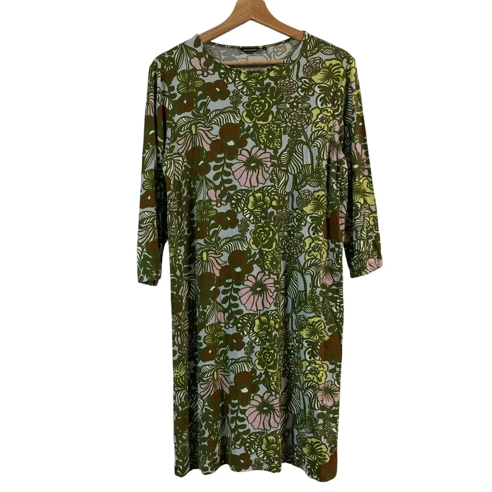 Marimekko マリメッコ ONYKS AURINGON ALLA カットソーチュニックワンピース サイズM グリーン