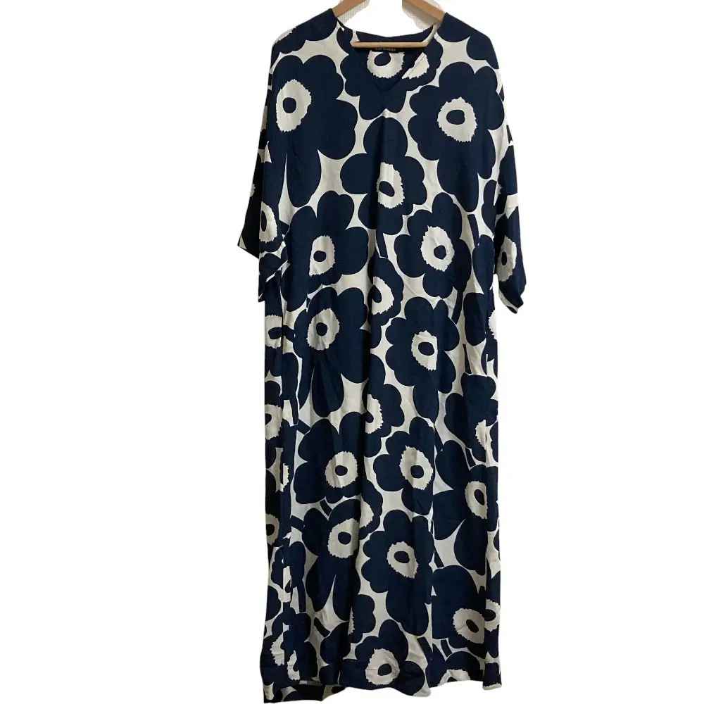 marimekko マリメッコ ウニッコプリント レーヨンドレス ワンピース サイズS ブルー