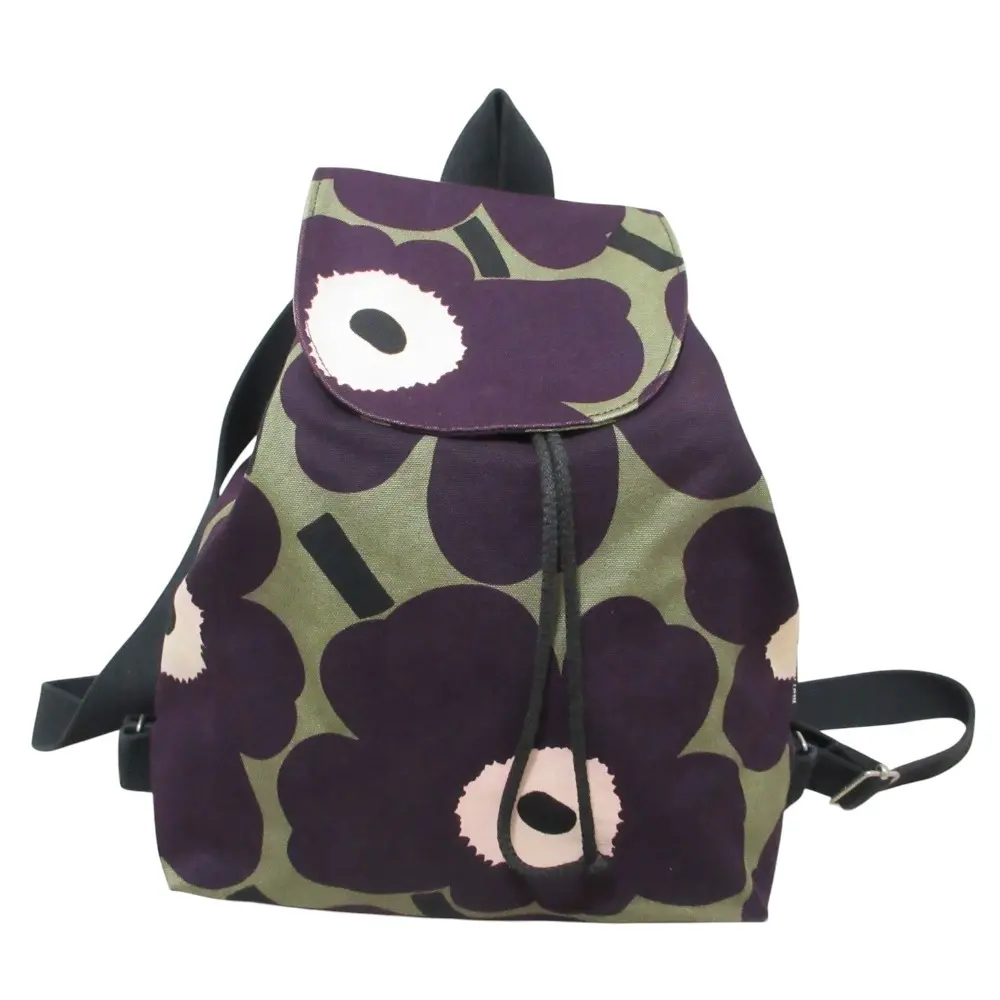 Marimekko マリメッコ ウニッコ キャンバスリュックサック バックパック カーキ パープル