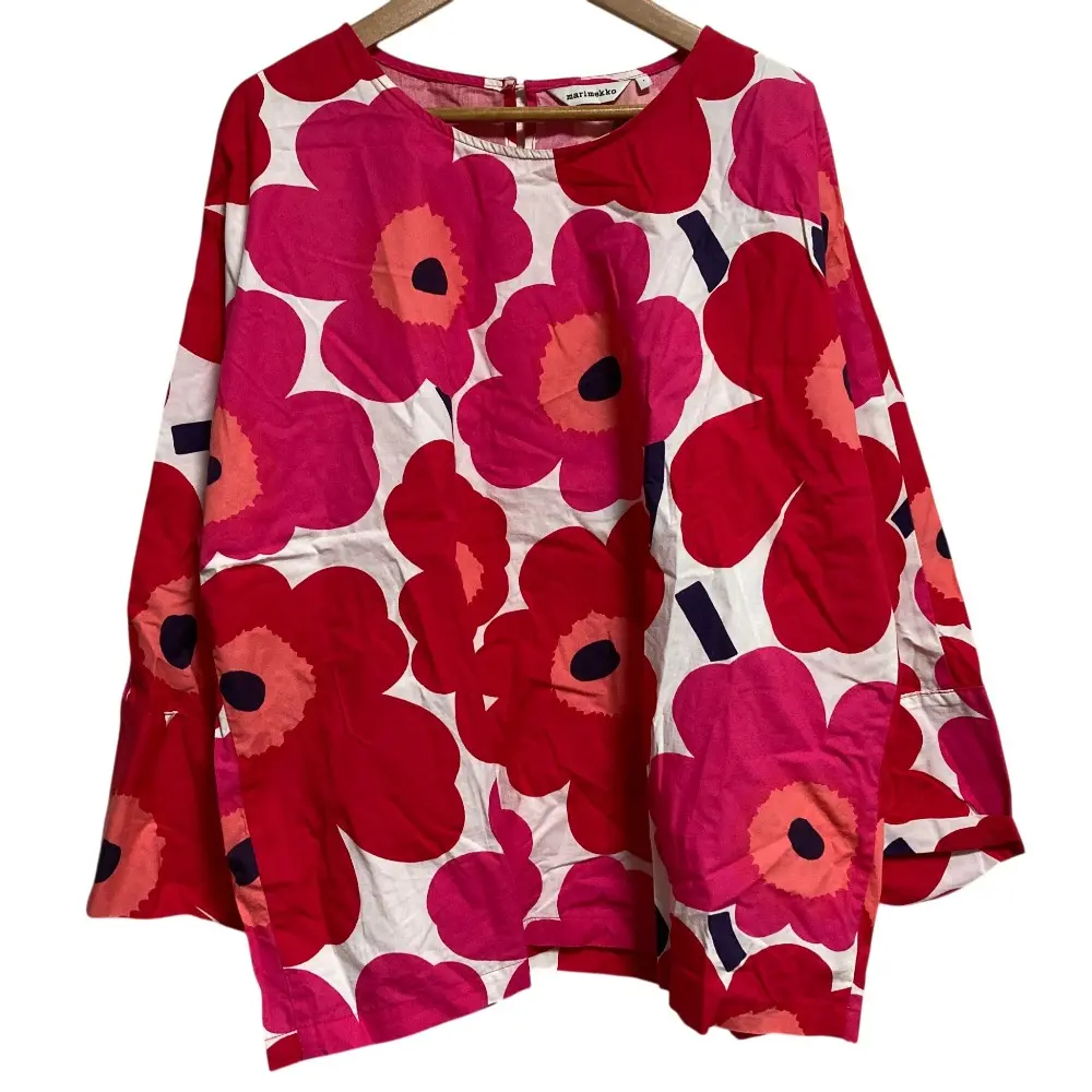 marimekko マリメッコ UNIKKO ウニッコ フレアスリーブ カットソー プルオーバー サイズL ピンク レッド