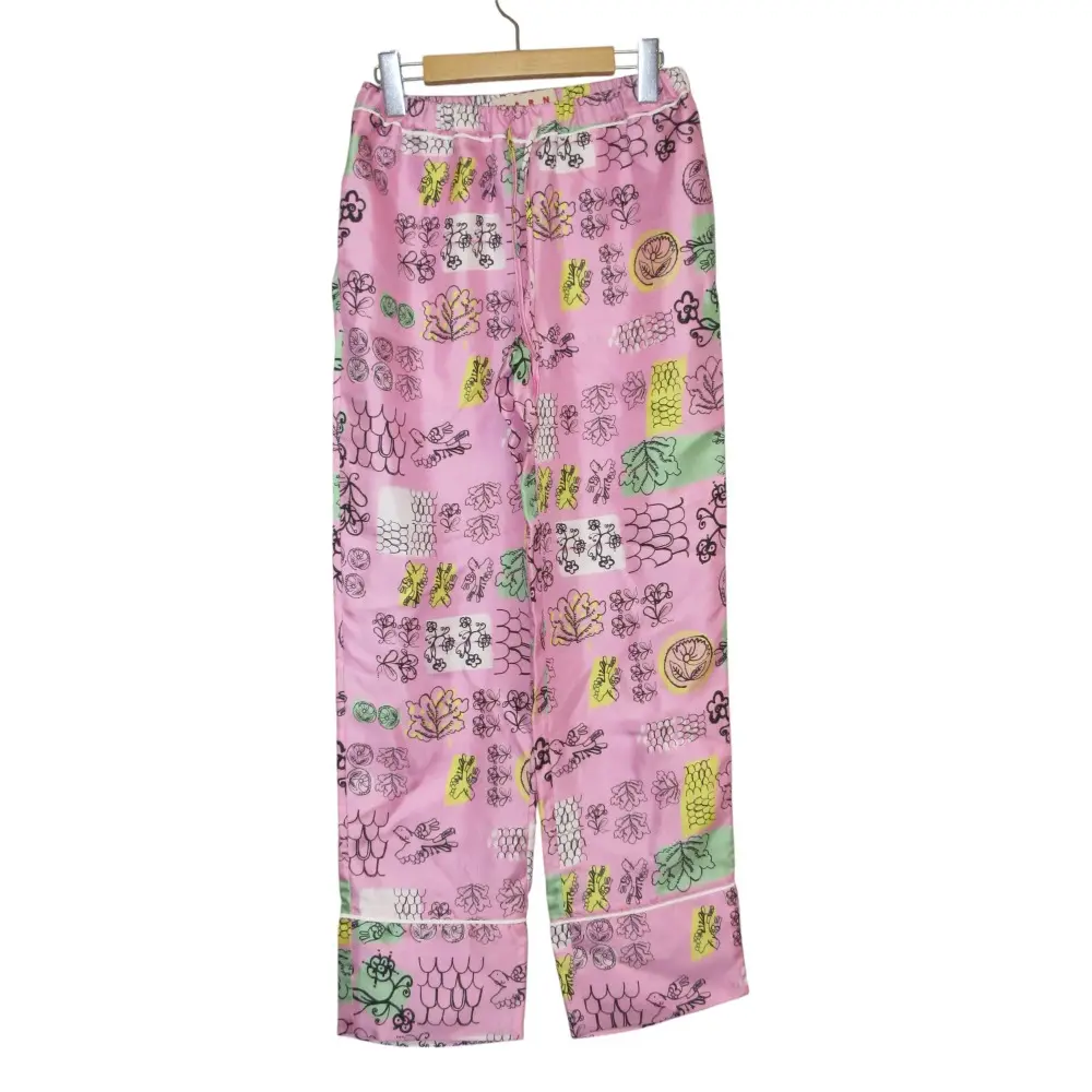 MARNI マルニ ボタニカル 総柄 シルク イージーパンツ PAMAN24100 サイズ38 ピンク マルチカラー