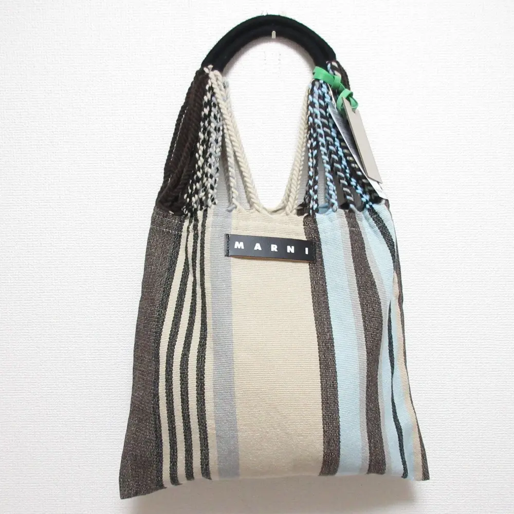 MARNI マルニマーケット ストライプ ハンモックバッグ バタークリーム マルチカラー