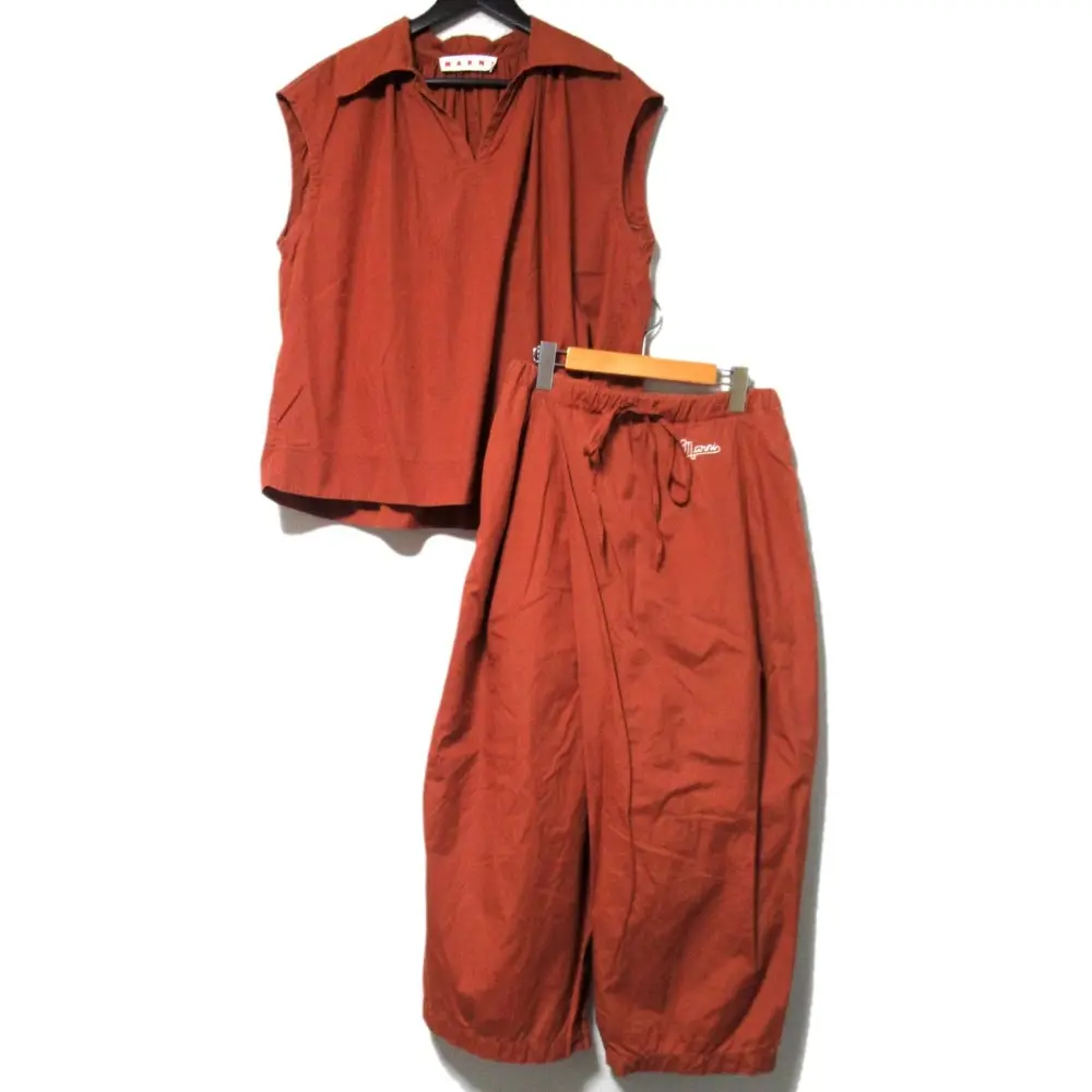 22SS MARNI マルニ ノースリーブブラウス+イージーワイドパンツ セットアップ 38/42 テラコッタ