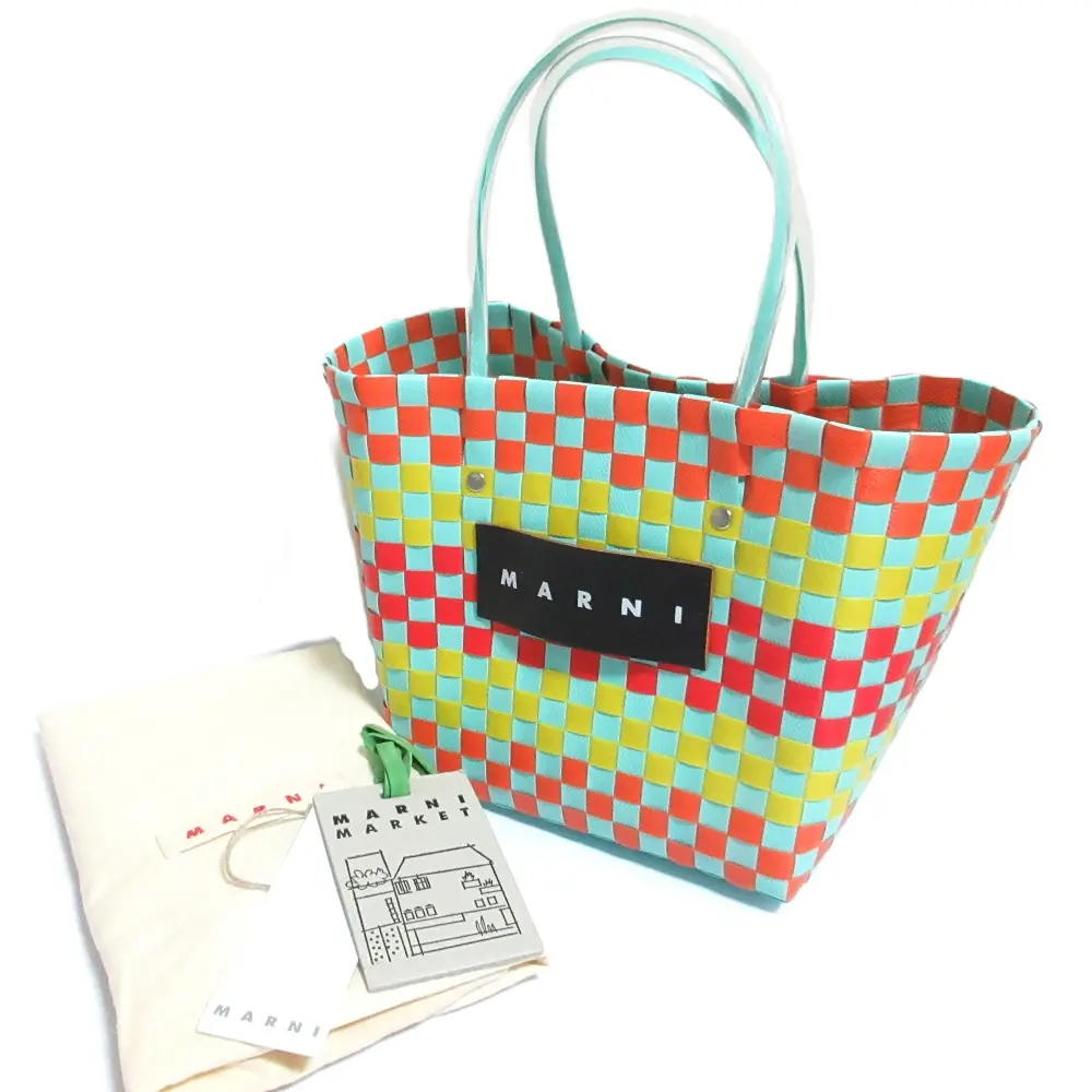 MARNI マルニ フラワーカフェ ピクニックバッグ ハンドバッグ ライトグリーン