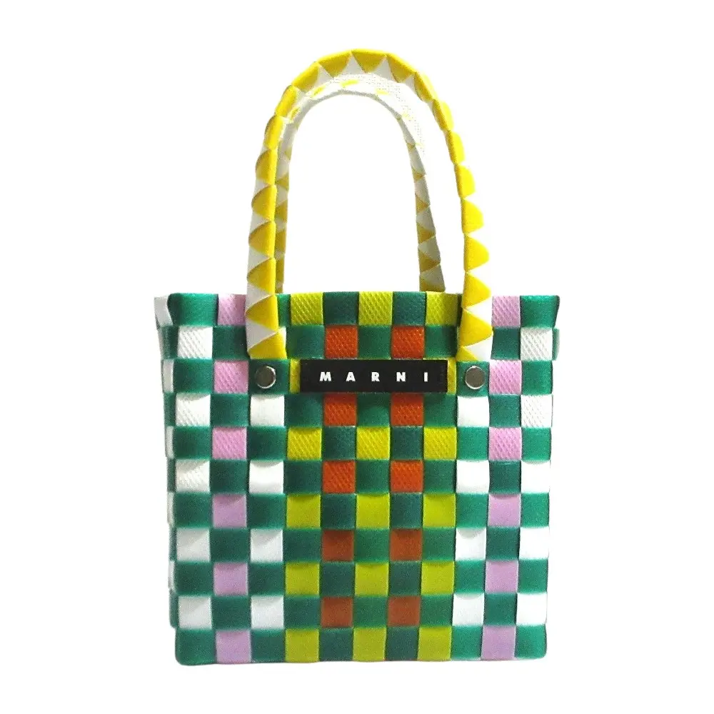 MARNI マルニ マイクロバスケットバッグ ハンドバッグ グリーン イエロー ホワイト