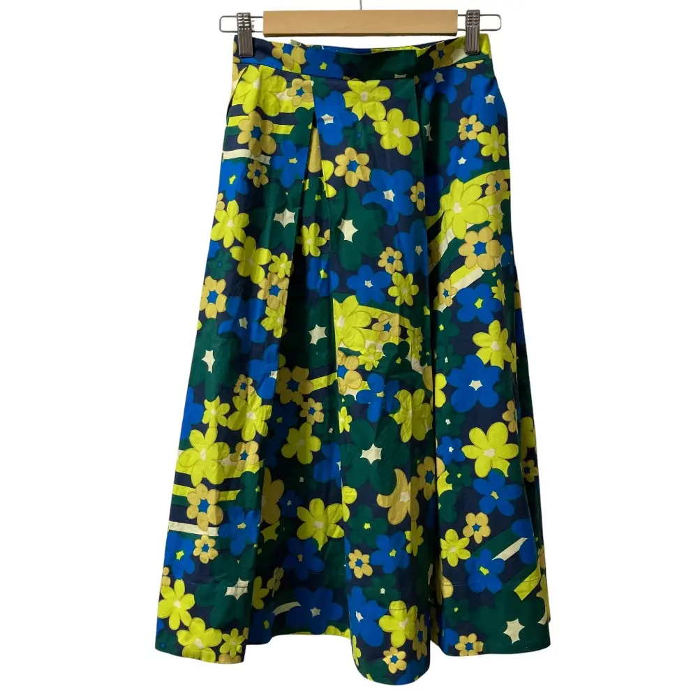 MARNI マルニ フラワープリント コットン ロングフレアスカート GOMA0352A0 サイズ36 マルチカラー