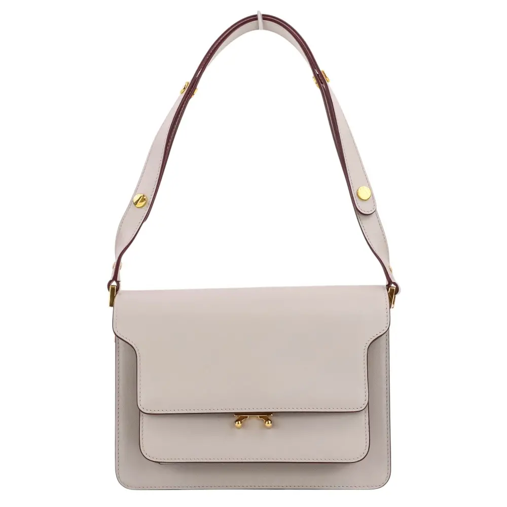 MARNI マルニ トランク レザー ショルダーバッグ ライトグレー