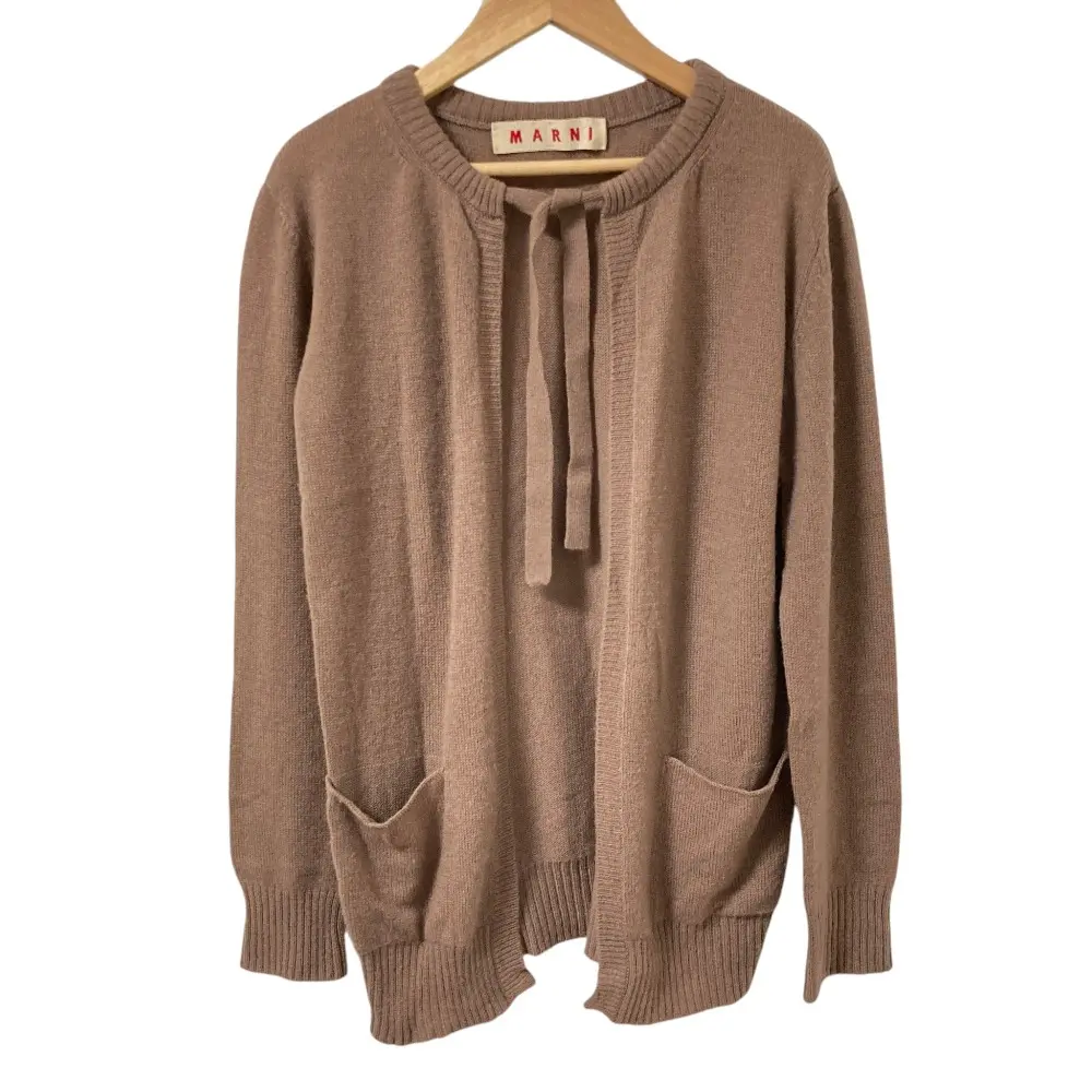 MARNI マルニ カシミヤ100％ フロントリボン ニット カーディガン サイズ40 チョコレート ブラウン系