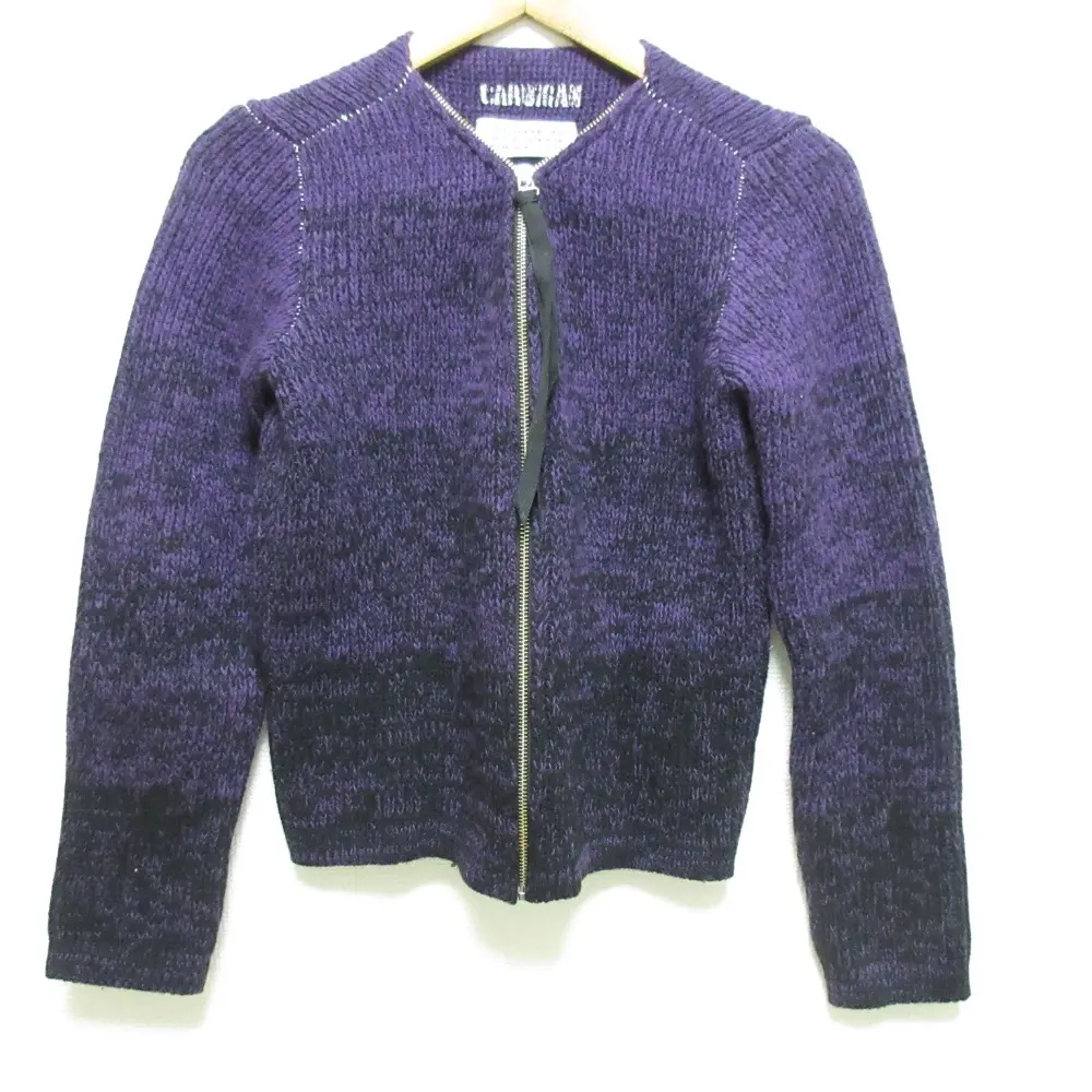 04AW Maison Martin Margiela 6 メゾンマルタンマルジェラ6 本人期 ジップアップニット カーディガン S パープル ブラック