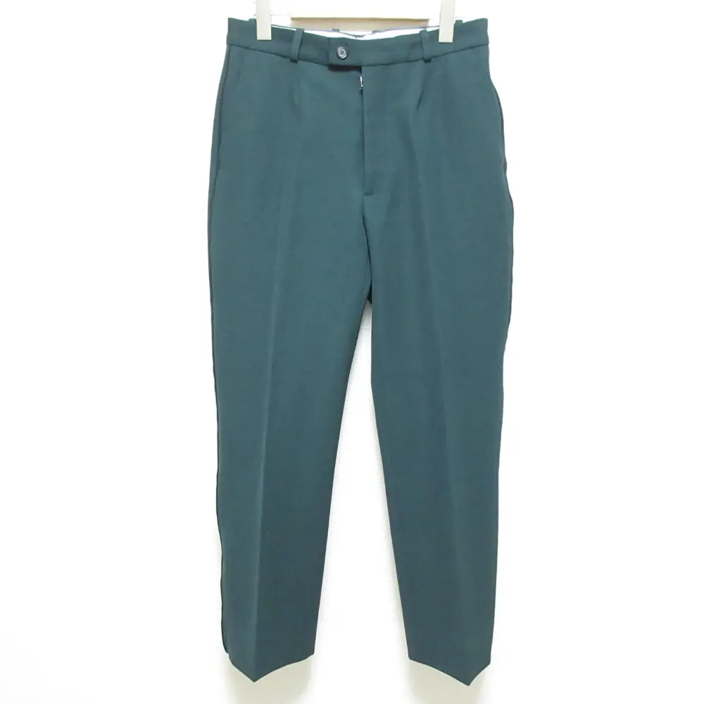 21AW Maison Margiela 1 メゾンマルジェラ ストレッチ センタープレス スラックスパンツ サイズ40 グリーン×ブラック