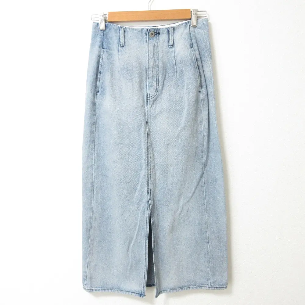MARW UNITED ARROWS マルゥユナイテッドアローズ スリット ヴィンテージ加工 マキシ丈 デニムスカート 38 インディゴブルー
