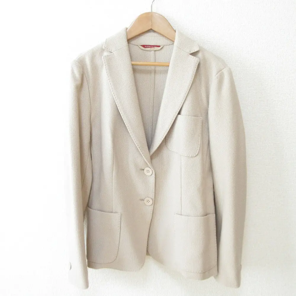 Max Mara STUDIO マックスマーラステュディオ ジガラ シングル ニット テーラードジャケット 40 ベージュ