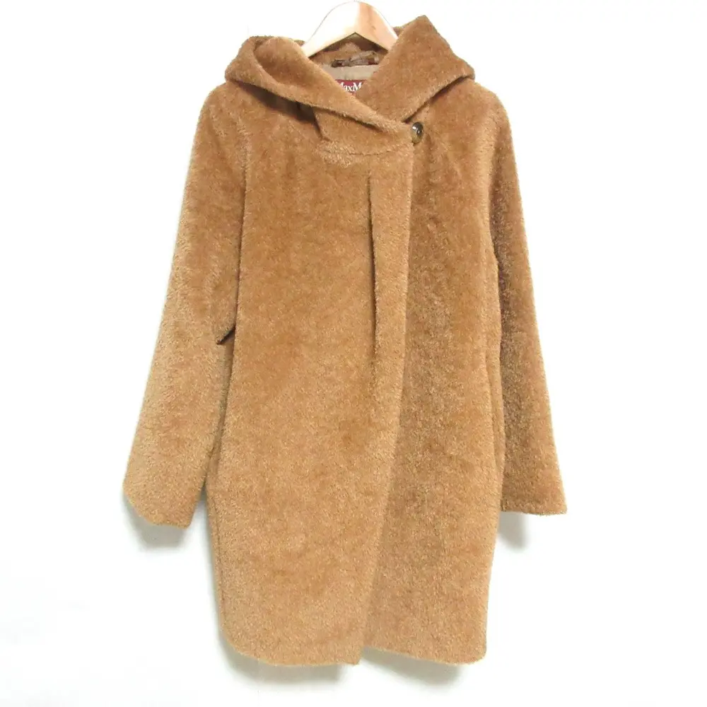 Max Mara Studio マックスマーラ ステュディオ アルパカブレンド フード付き シャギーコート 36 キャメル