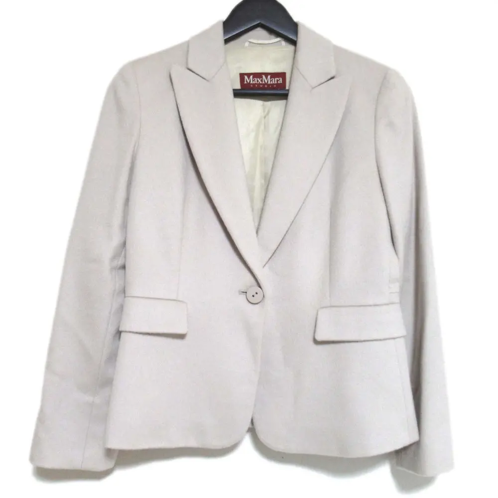 Max Mara STUDIO マックスマーラステュディオ バージンウール アンゴラブレンド 1B テーラードジャケット F36 ベージュ