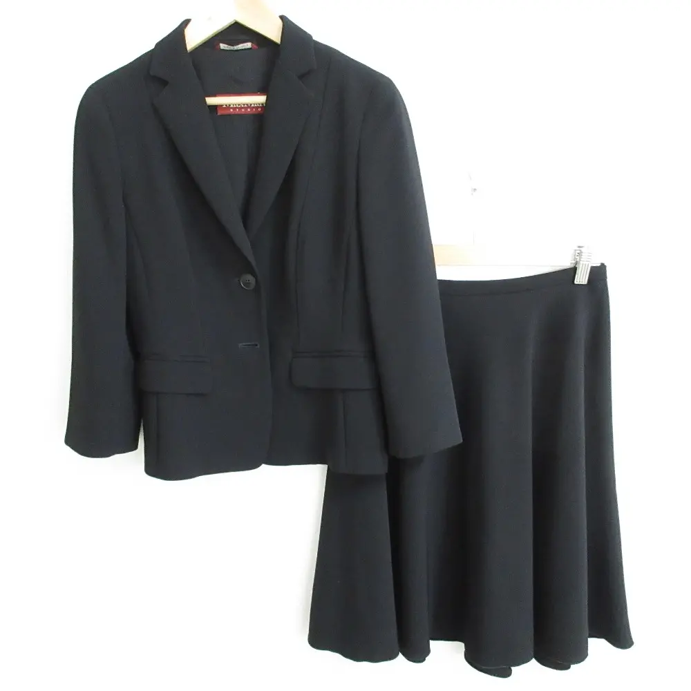 Max Mara STUDIO マックスマーラステュディオ シングルジャケット+ひざ丈スカート セットアップ スーツ 38/36 ブラック