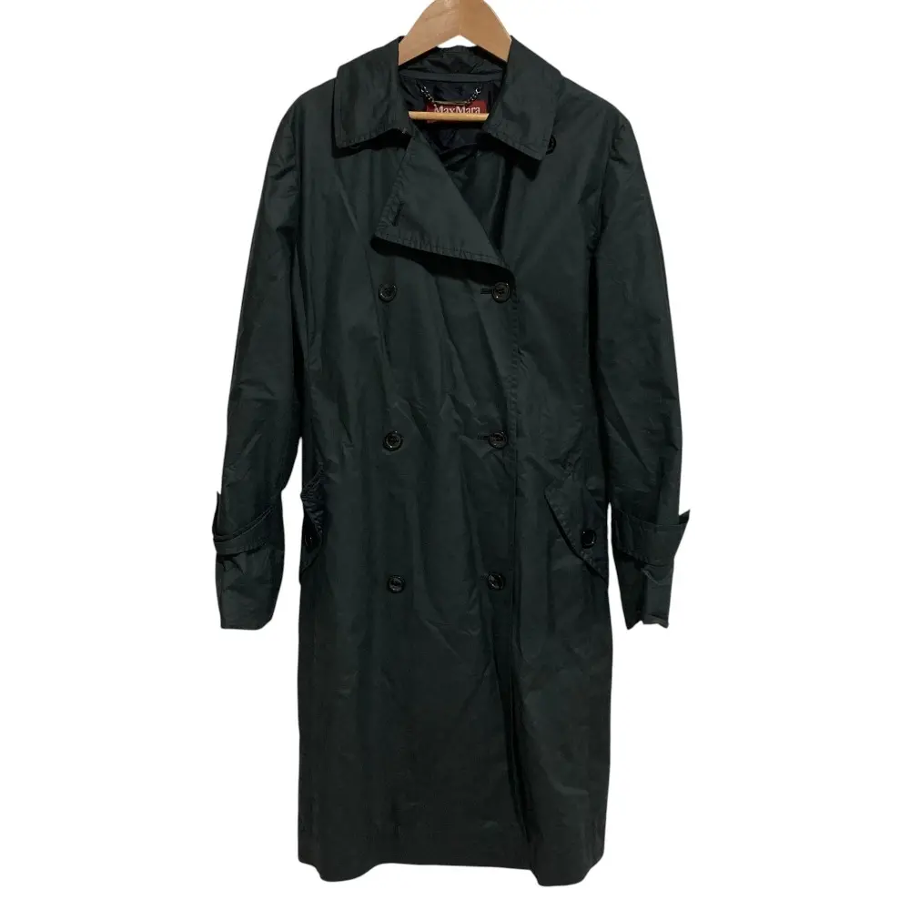 Max Mara STUDIO マックスマーラステュディオ ダブルブレスト ベルテッド トレンチコート スプリングコート 40 ブラック