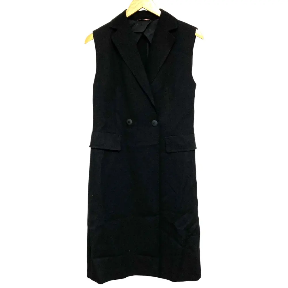 24SS Max Mara studio マックスマーラ ステュディオ ダブルブレスト ロングジレ ノースリーブコート サイズ38 ブラック 