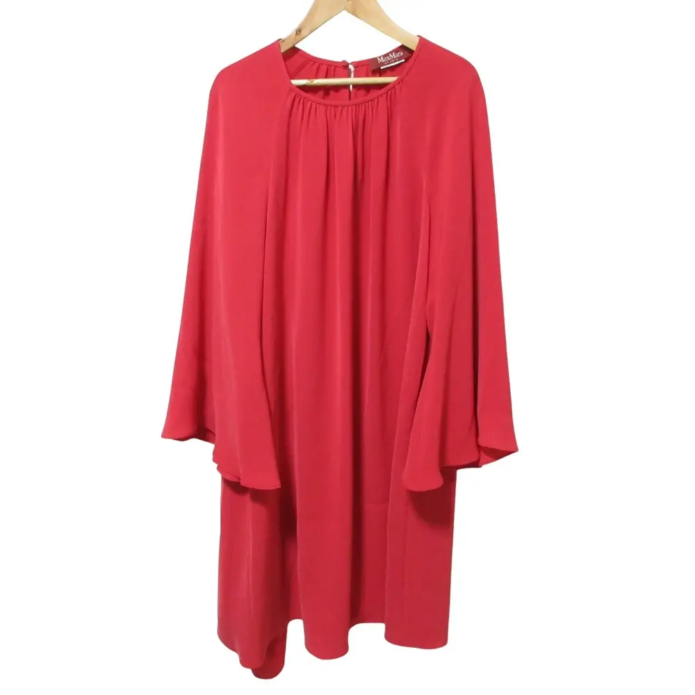 Max Mara STUDIO マックスマーラステュディオ シルクブレンド ベルスリーブ ミニドレス ワンピース 36 レッド