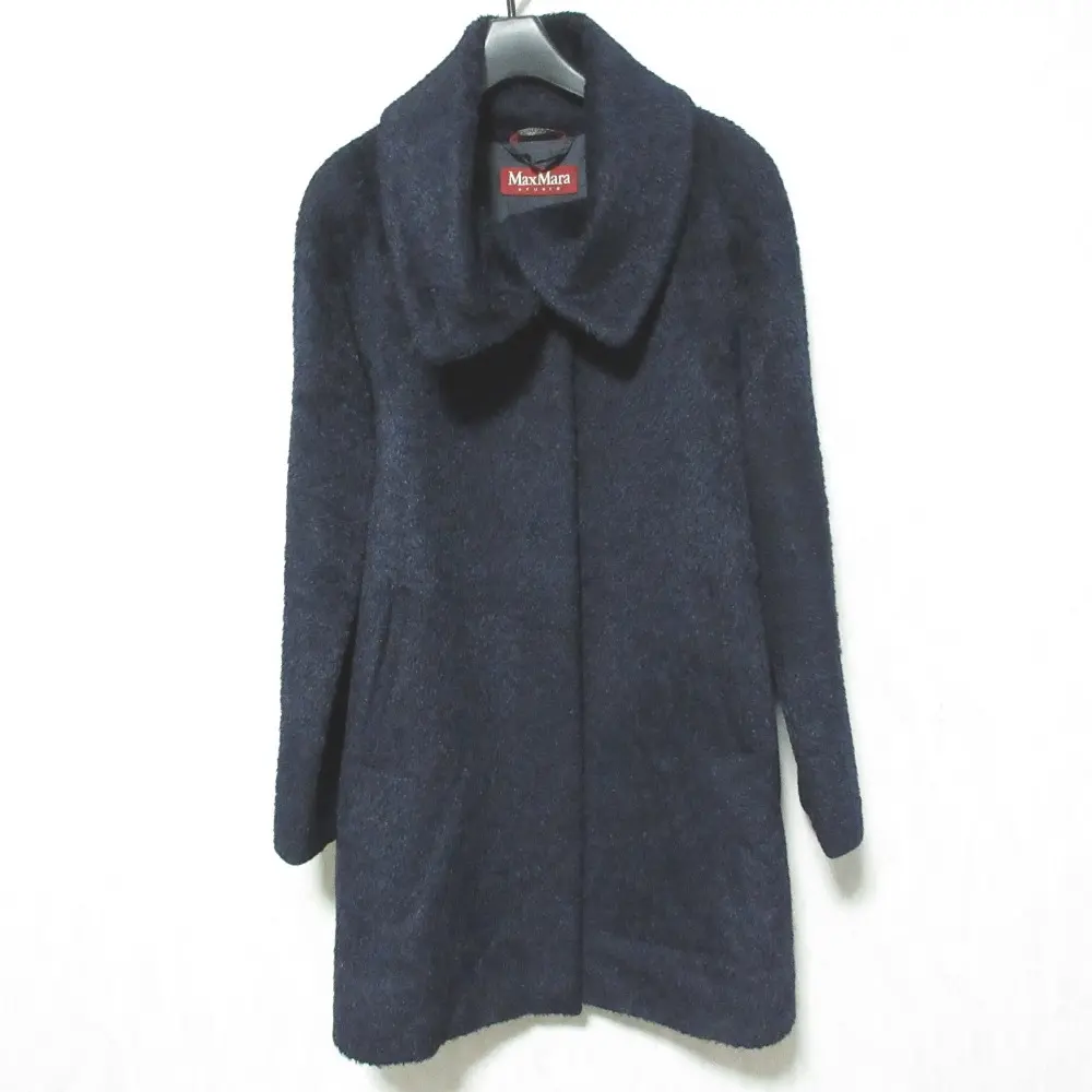 MaxMara STUDIO マックスマーラ ステュディオ アルパカシャギー コート サイズ40 ネイビー