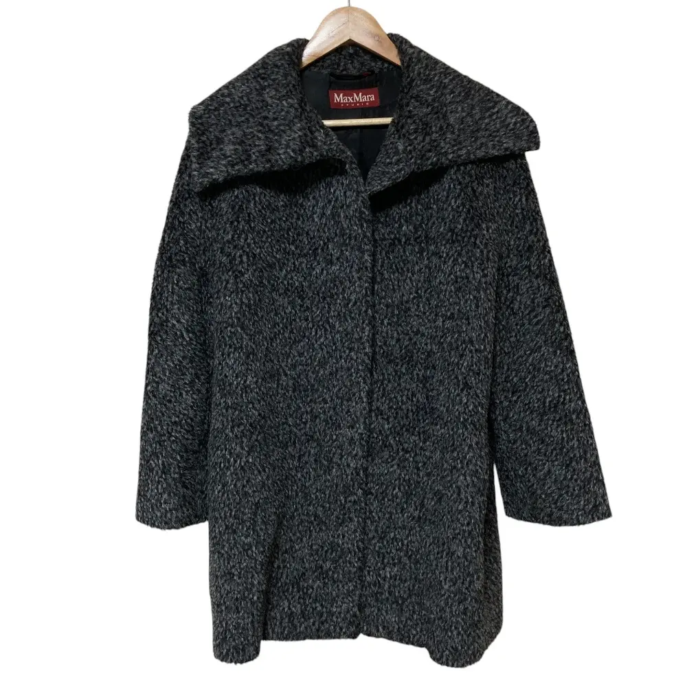 Max Mara STUDIO マックスマーラステュディオ アルパカウール ミックスシャギーコート 40 グレー