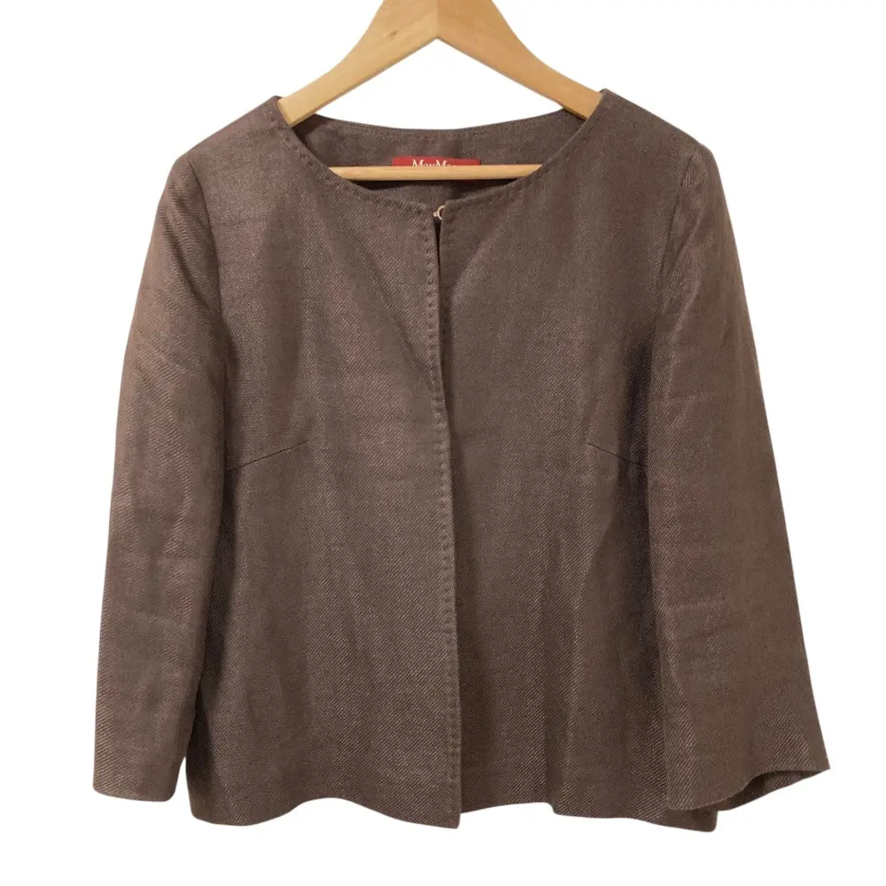 Max Mara STUDIO マックスマーラステュディオ リネン ノーカラージャケット サイズ38 ブラウンの買取実績【2026年5月買取】