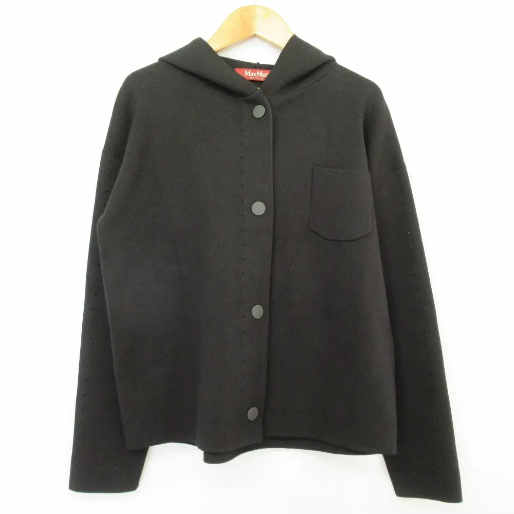 Max Mara STUDIO マックスマーラ ステュディオ スナップボタン ニットパーカー フーディ Sサイズ ブラック