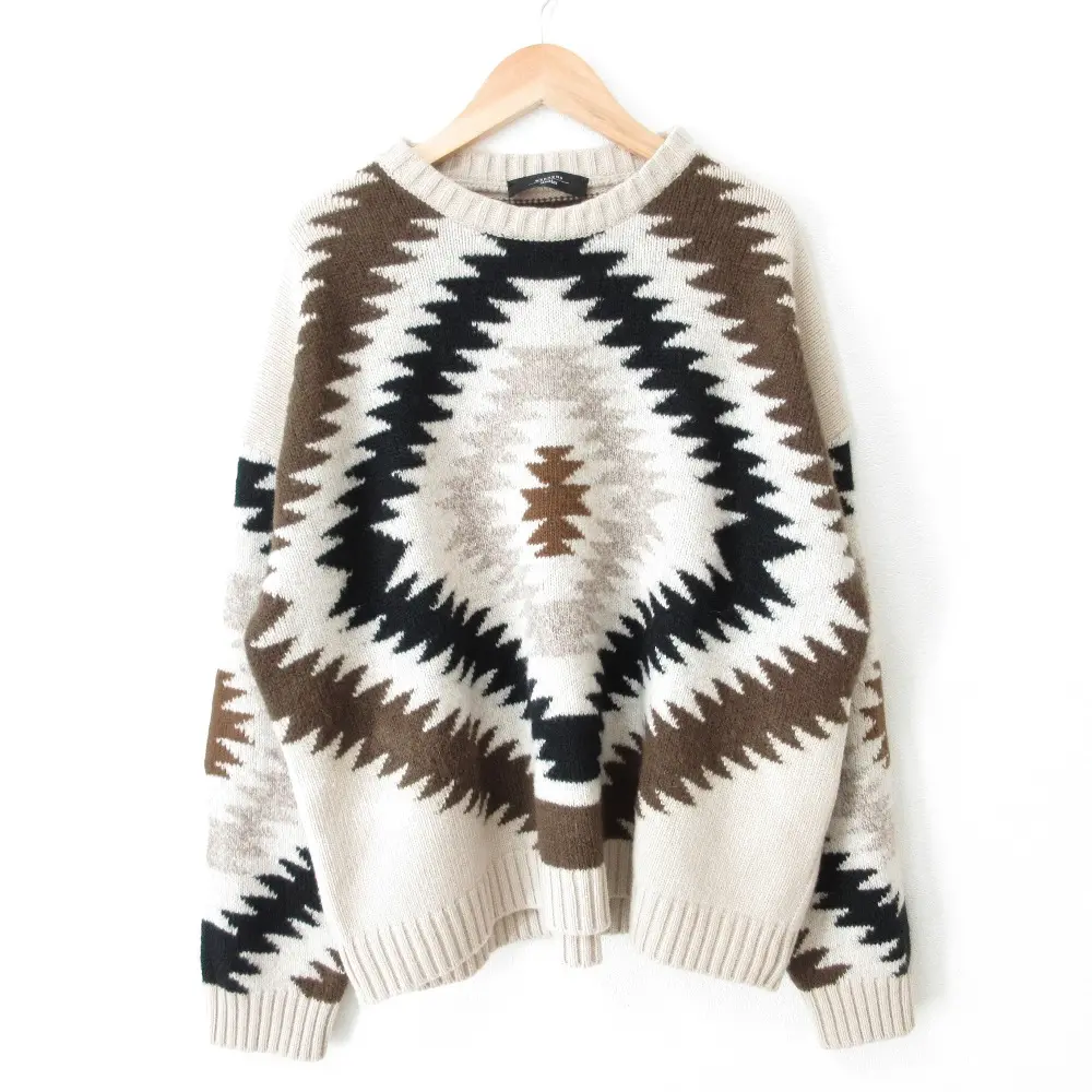 22AW WEEKEND Max Mara ウィークエンドマックスマーラ オルテガ柄 モヘヤブレンド オーバーサイズ 長袖 ニット セーター M ベージュ