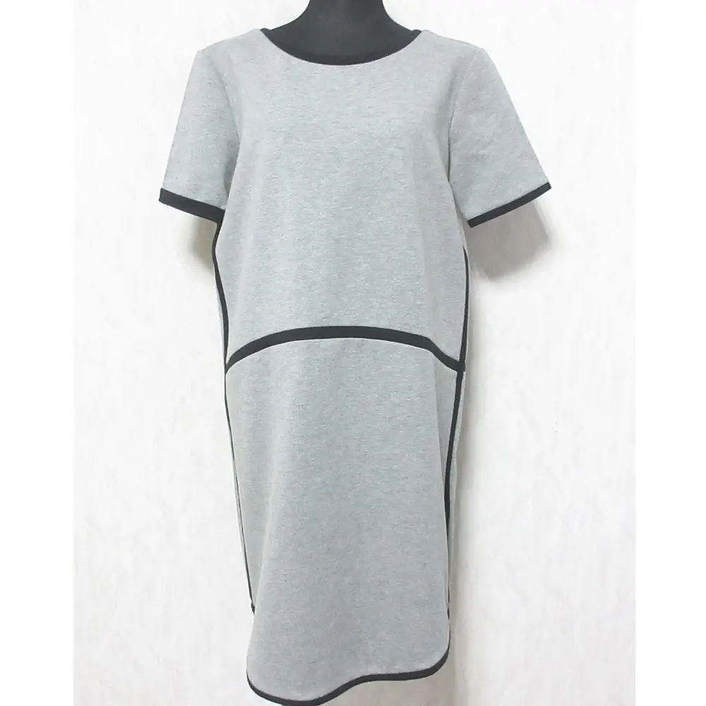 Weekend Max Mara ウィークエンドマックスマーラ ボンディング素材 パイピング 半袖 ひざ丈 ワンピース ドレス S グレー