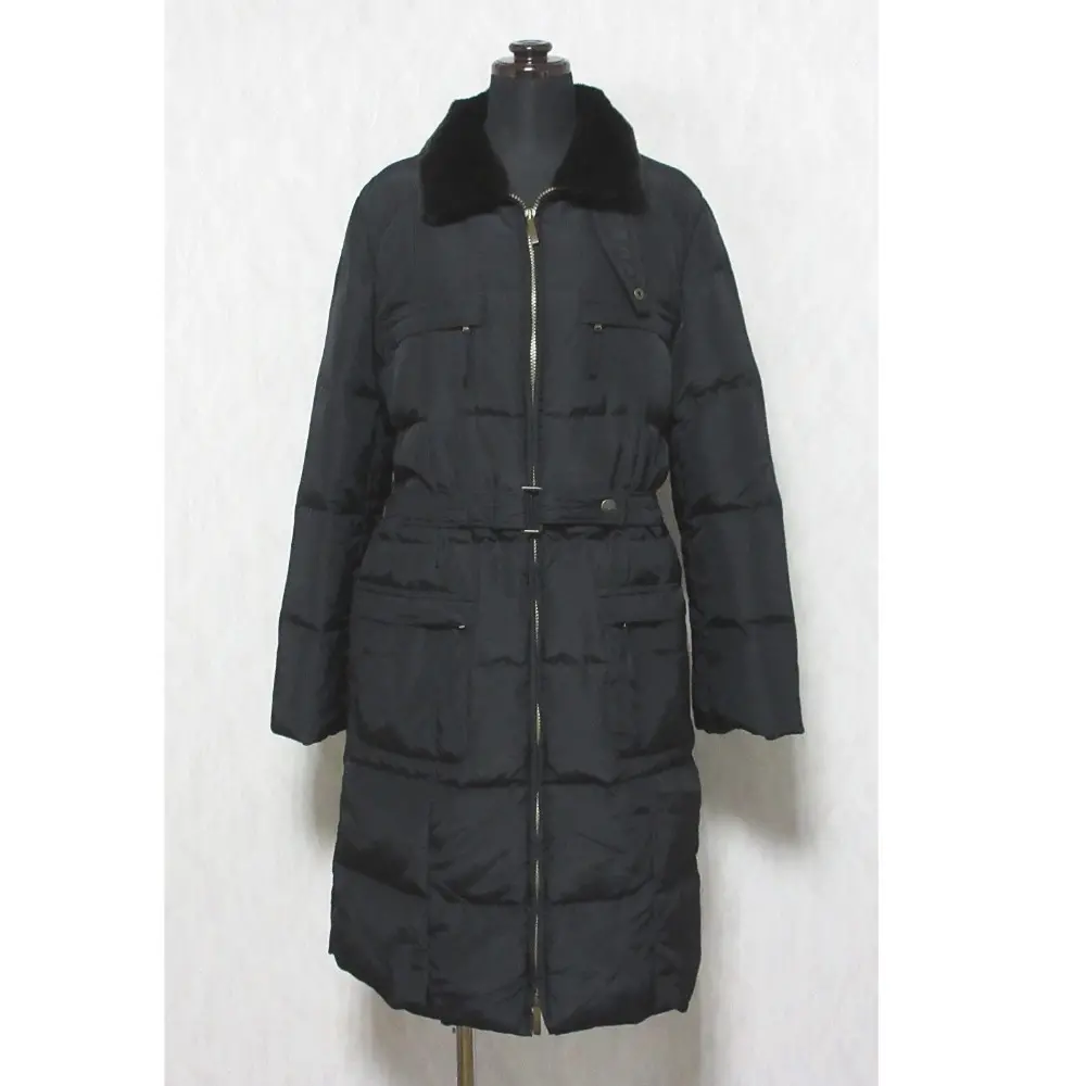 Weekend Max Mara ウィークエンドマックスマーラ リアルファー ジップアップ ロング丈 ベルテッド ダウンコート 40 ブラック