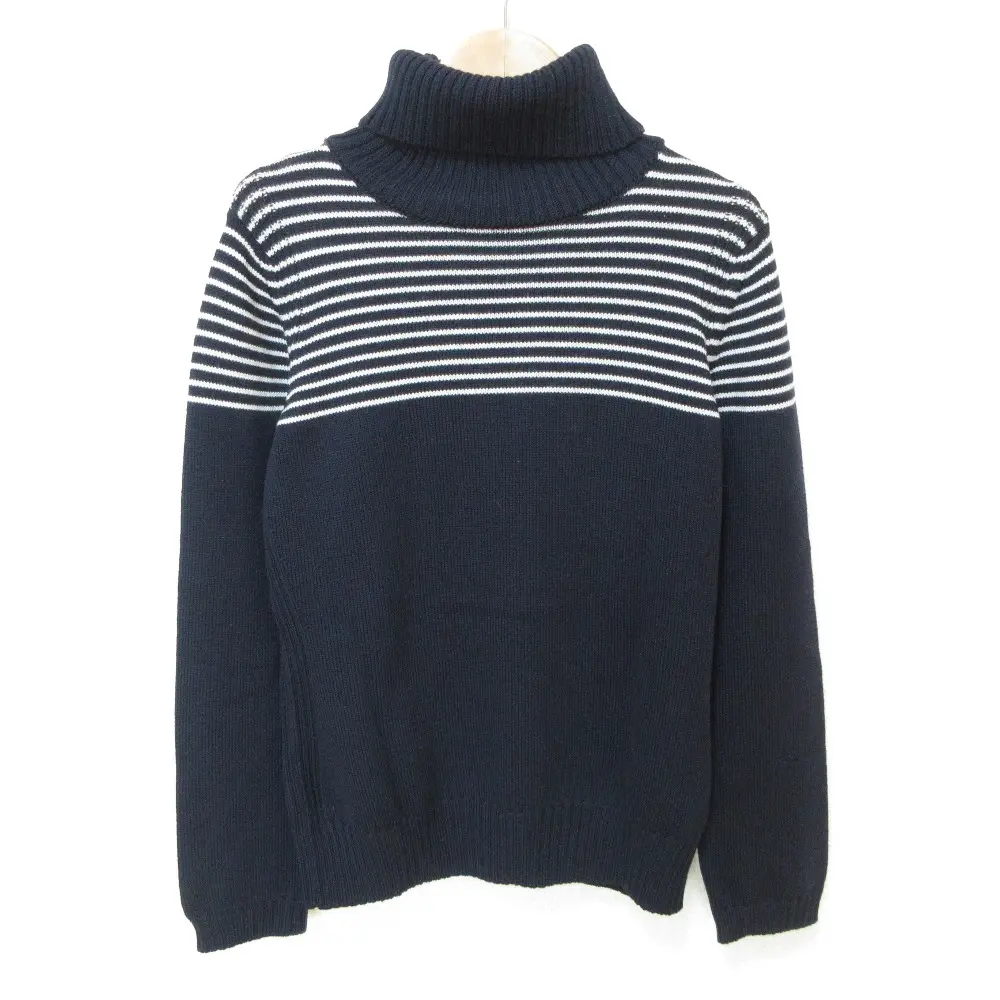 Weekend Max Mara ウィークエンドマックスマーラ ボーダー タートルネック 長袖 プルオーバー ニット セーター M ネイビー