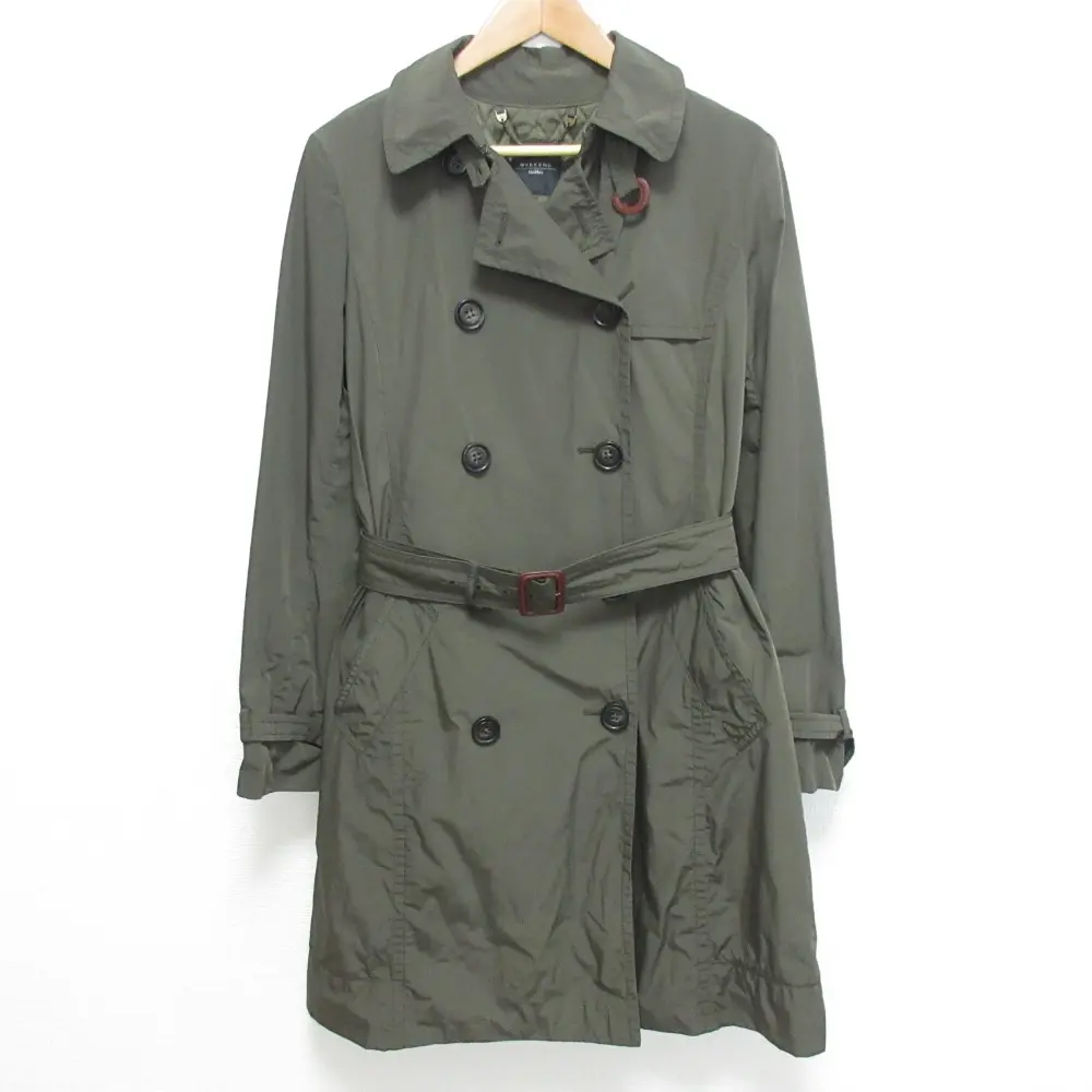 WEEKEND Max Mara ウィークエンドマックスマーラ キルティングライナー付き ダブルブレスト トレンチコート サイズ42 カーキ