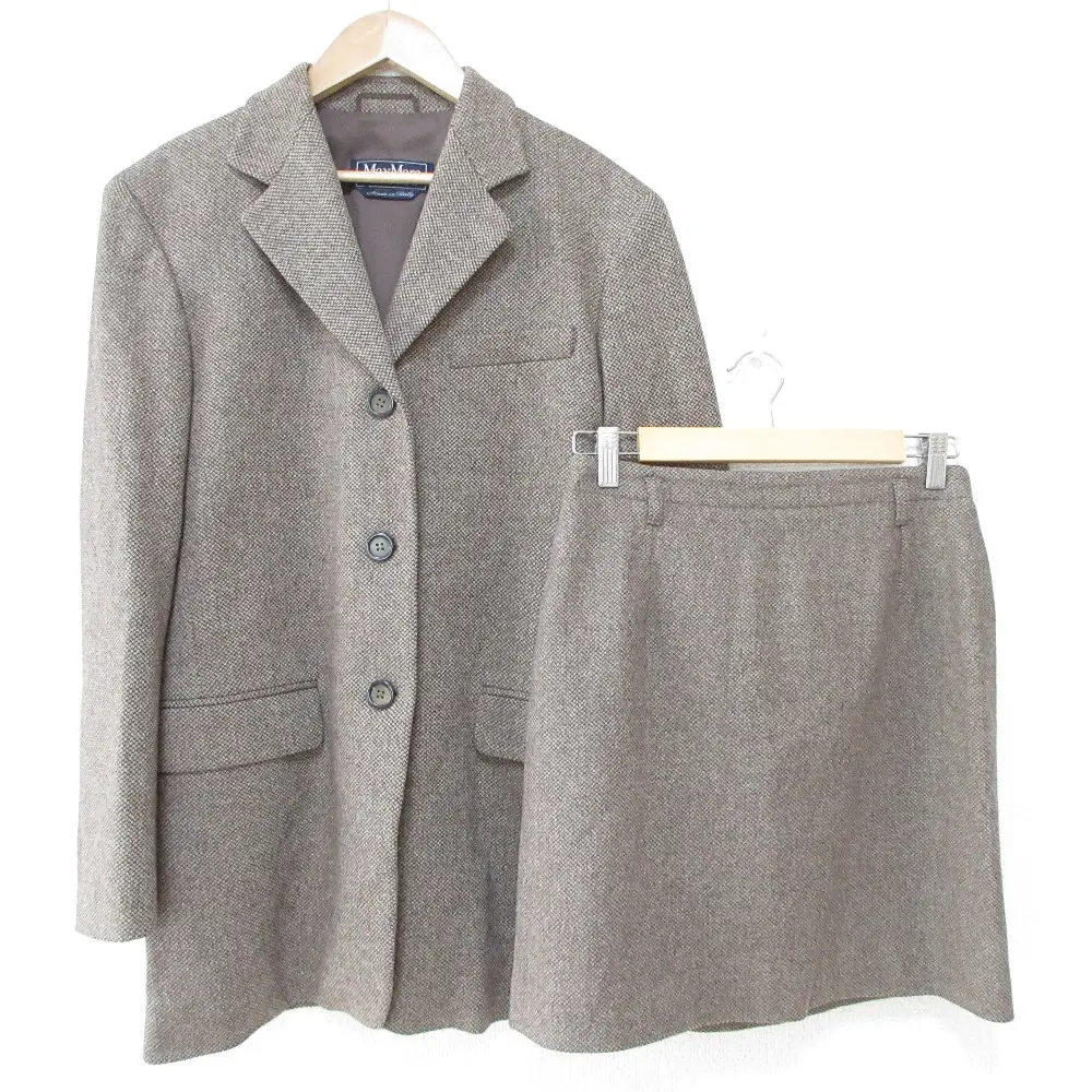 WEEKEND Max Mara ウィークエンドマックスマーラ シングル ロングジャケット＋ミニスカート セットアップ スーツ 38/40 ブラウン