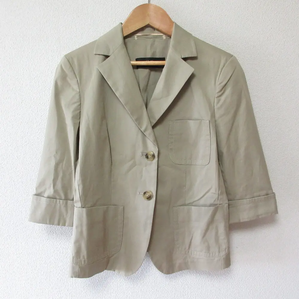 WEEKEND Max Mara ウィークエンドマックスマーラ ストレッチ 七分袖 シングル テーラードジャケット 40 ベージュ