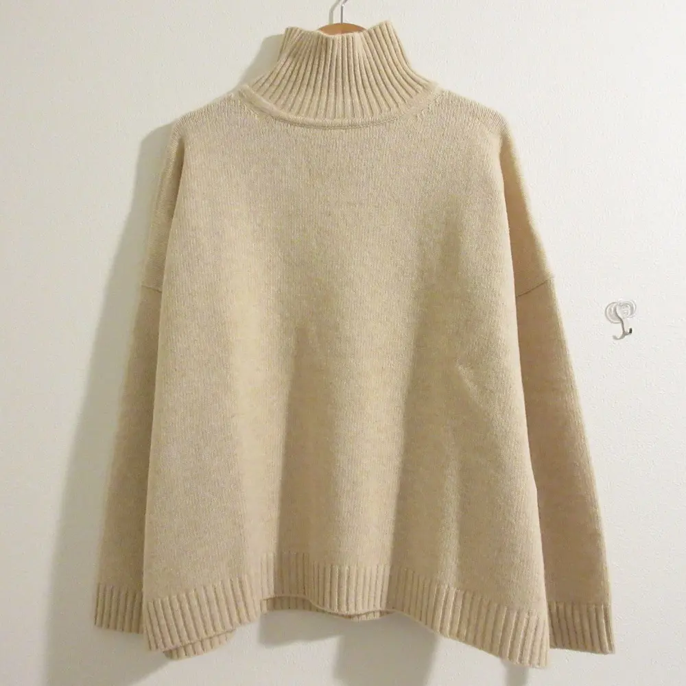 WEEKEND Max Mara ウィークエンドマックスマーラ ウール ハイネック 長袖 ワイドニット プルオーバー セーター S ベージュ