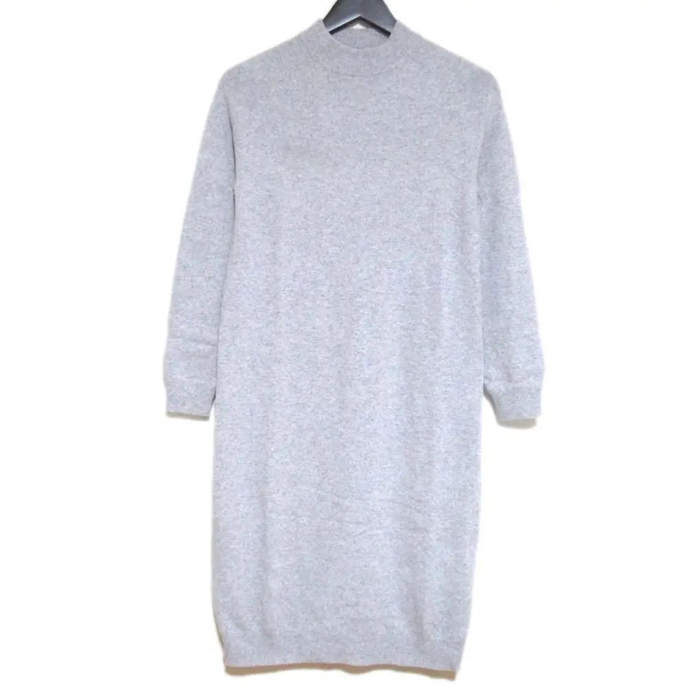 Weekend Max Mara ウィークエンドマックスマーラ バージンウール 長袖 ひざ丈 モックネック ニットワンピース XS 155/80A グレー