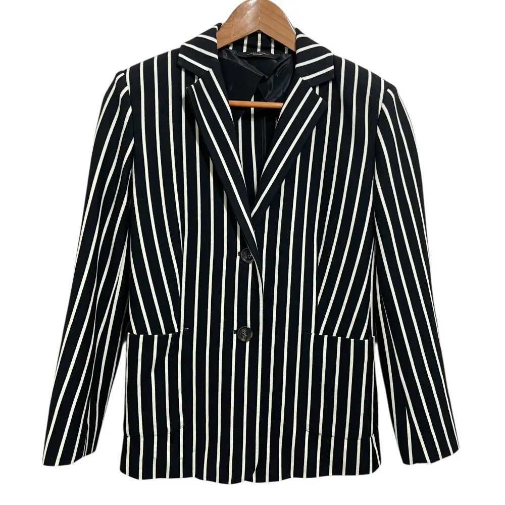 Weekend Max Mara ウィークエンドマックスマーラ ストライプ柄 シングル テーラードジャケット S ブラック×ホワイト